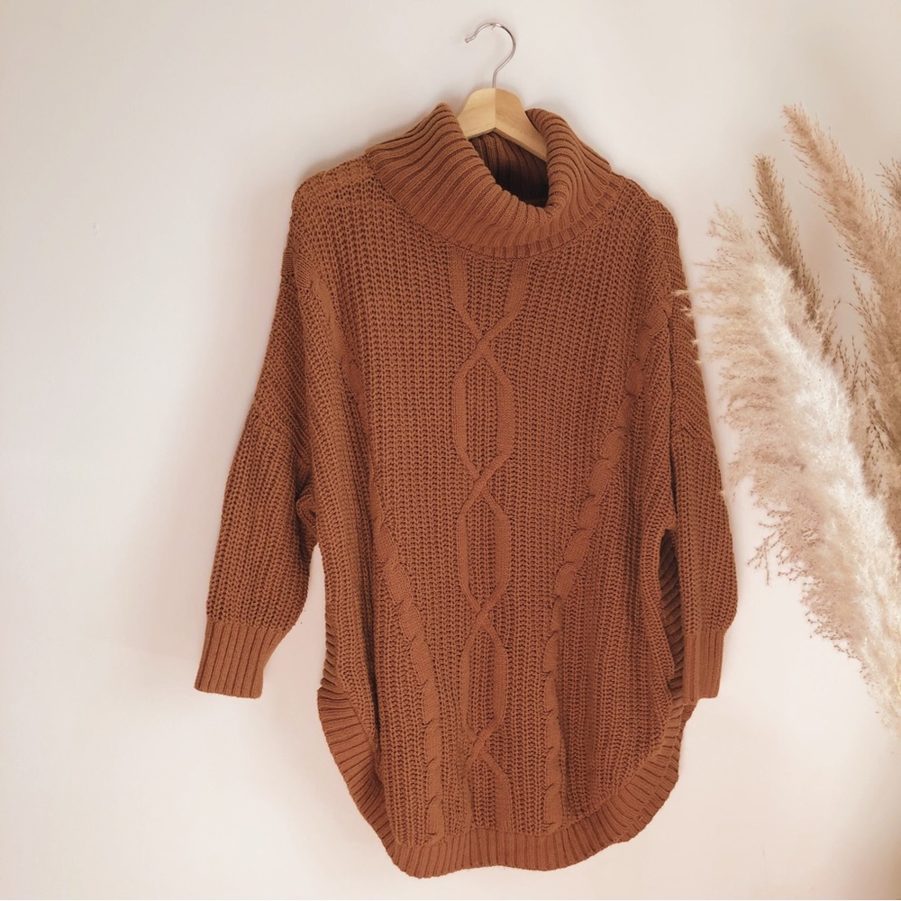 Express Brown Knit Turtleneck Sweater